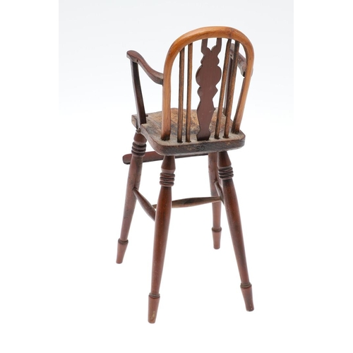 1178 - AN EARLY 20TH CENTURY MINIATURE WINDSOR ELBOW CHAIR. in the 19th century style, possibly sycamore, t... 