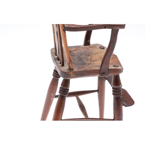 1178 - AN EARLY 20TH CENTURY MINIATURE WINDSOR ELBOW CHAIR. in the 19th century style, possibly sycamore, t... 