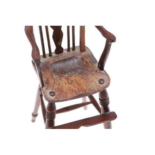 1178 - AN EARLY 20TH CENTURY MINIATURE WINDSOR ELBOW CHAIR. in the 19th century style, possibly sycamore, t... 