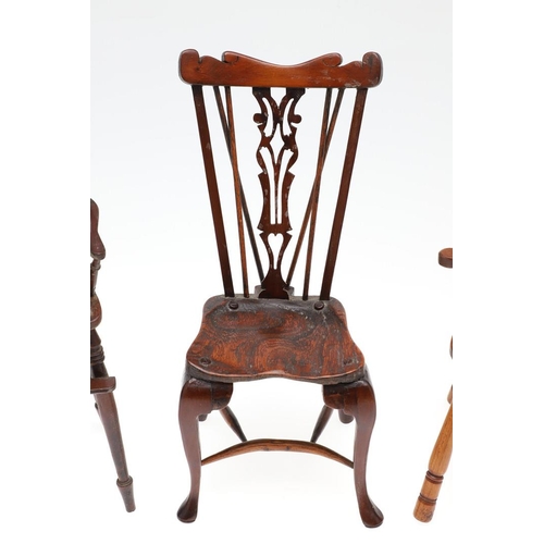 1178 - AN EARLY 20TH CENTURY MINIATURE WINDSOR ELBOW CHAIR. in the 19th century style, possibly sycamore, t... 