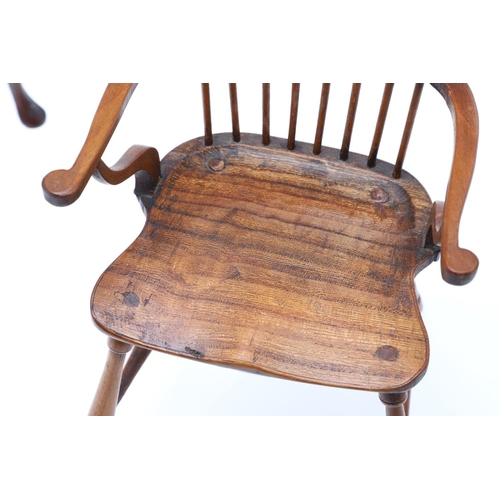 1178 - AN EARLY 20TH CENTURY MINIATURE WINDSOR ELBOW CHAIR. in the 19th century style, possibly sycamore, t... 