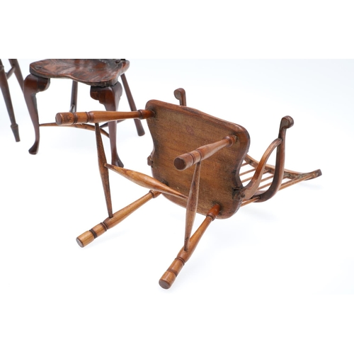 1178 - AN EARLY 20TH CENTURY MINIATURE WINDSOR ELBOW CHAIR. in the 19th century style, possibly sycamore, t... 