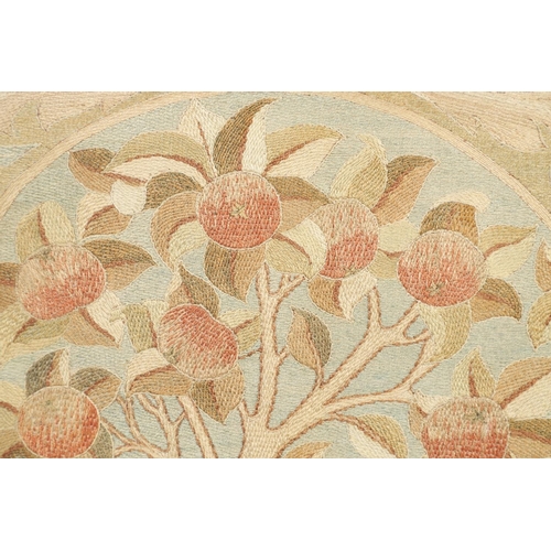 1184 - A WILLIAM MORRIS 'APPLE TREE' DESIGN EMBROIDERY. early 20th century, formerly mounted within a fires... 