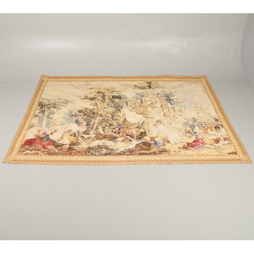 1186 - A VERDURE TAPESTRY. woven in wool depicting a party of ladies and animals in a woodland setting, wit... 