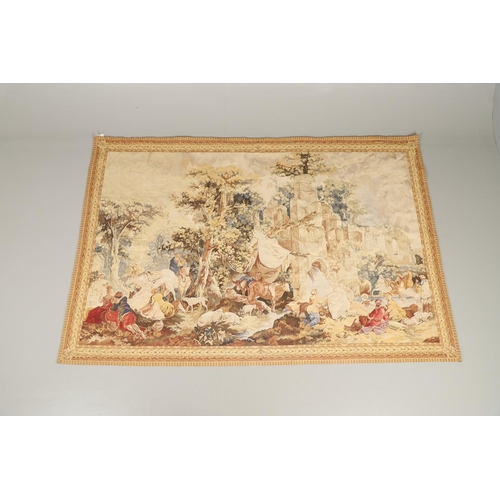 1186 - A VERDURE TAPESTRY. woven in wool depicting a party of ladies and animals in a woodland setting, wit... 