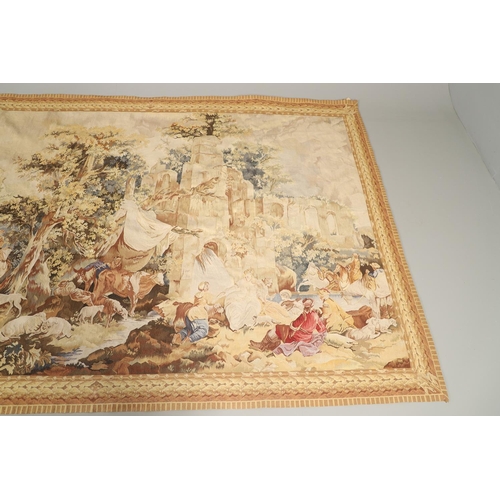 1186 - A VERDURE TAPESTRY. woven in wool depicting a party of ladies and animals in a woodland setting, wit... 