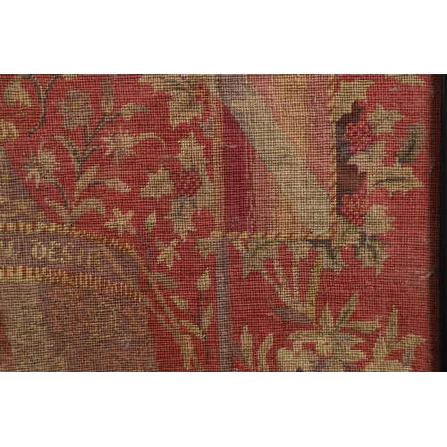 1187 - A 19TH CENTURY TAPESTRY PANEL OF 'THE LADY AND THE UNICORN'. the woven panel depicting the Medieval ... 