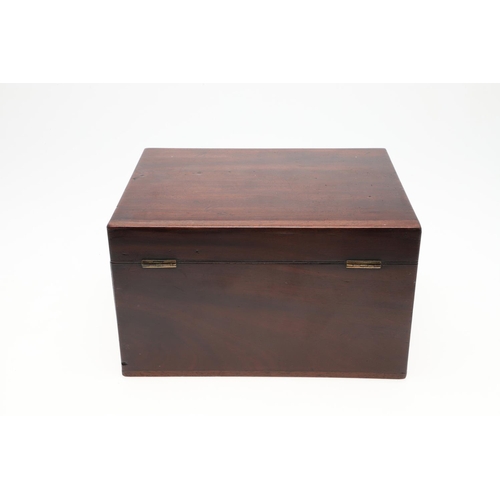 1191 - AN EARLY 19TH CENTURY MAHOGANY APOTHECARY BOX AND CONTENTS. the rectangular lift top box revealing a... 