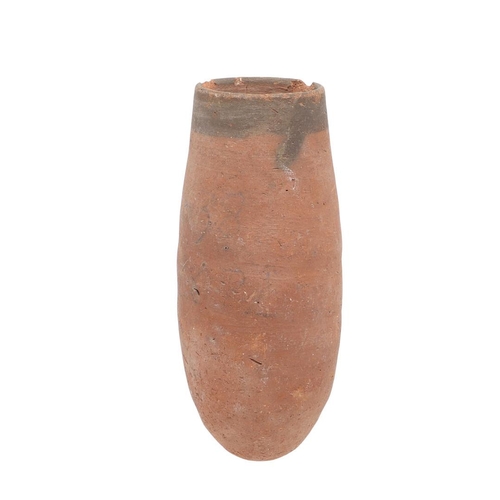 1193 - ANTIQUITY: AN EGYPTIAN NEW KINGDOM TERRACOTTA VESSEL. circa 1550 - 1070BC, the cylindrical body tape... 