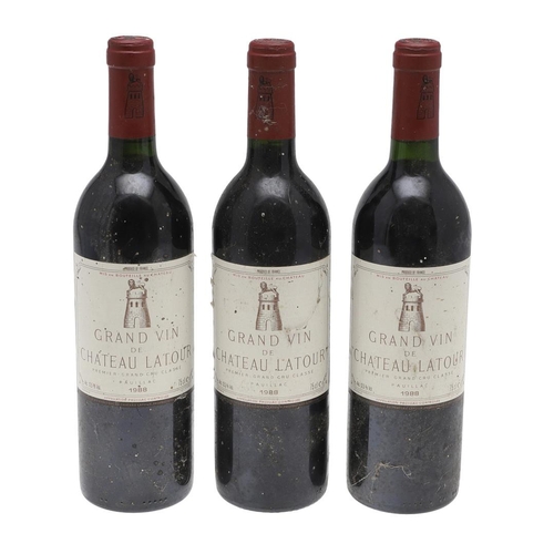 1197 - 1988 GRAND VIN DE CHATEAU LATOUR. three bottles, 75cl

PLEASE NOTE, AUCTIONET CANNOT ASSIST WITH INT... 