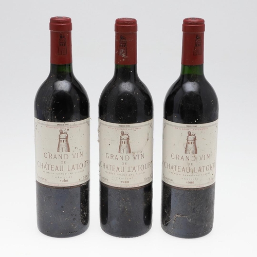 1197 - 1988 GRAND VIN DE CHATEAU LATOUR. three bottles, 75cl

PLEASE NOTE, AUCTIONET CANNOT ASSIST WITH INT... 