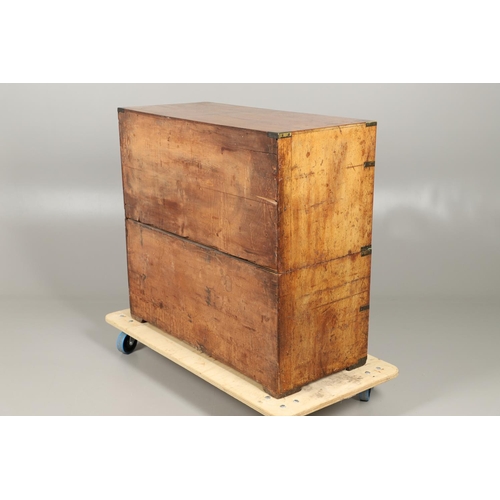 1208 - AN EARLY 19TH CENTURY MAHOGANY CAMPAIGN CHEST. of two short and three long drawers with brass fittin... 