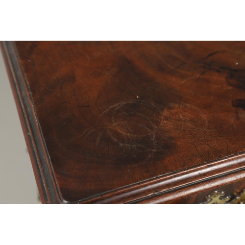 1216 - A GEORGE III MAHOGANY SECRETAIRE KNEEHOLE DESK. the moulded top above a secretaire section fitted wi... 