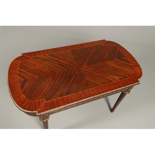 1226 - A 20TH CENTURY FRENCH KINGWOOD COFFEE TABLE. the oval ended top with quarter veneer and crossbanding... 