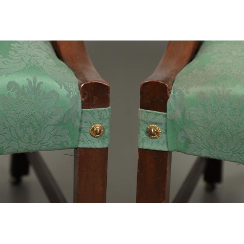 1236 - A PAIR OF GAINSBOROUGH STYLE MAHOGANY OPEN ARMCHAIRS. late 19th century/early 20th, the serpentine b... 