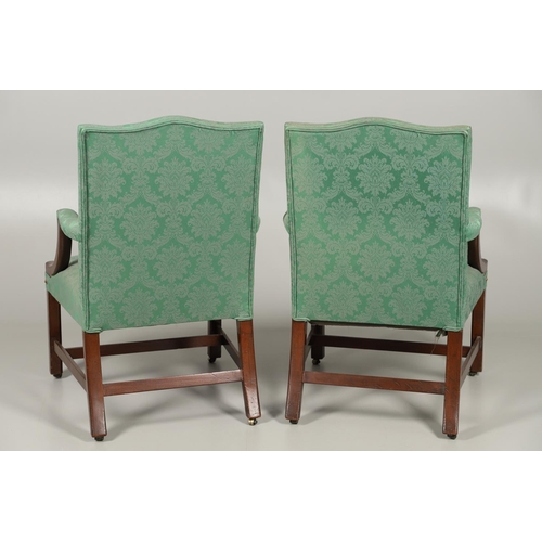 1236 - A PAIR OF GAINSBOROUGH STYLE MAHOGANY OPEN ARMCHAIRS. late 19th century/early 20th, the serpentine b... 