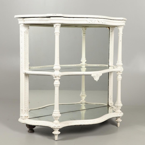 1240 - A MID-19TH CENTURY PAINTED PINE MIRRORED BUFFET BY CHARLES NOSOTTI. each wavy shaped tier with a mir... 