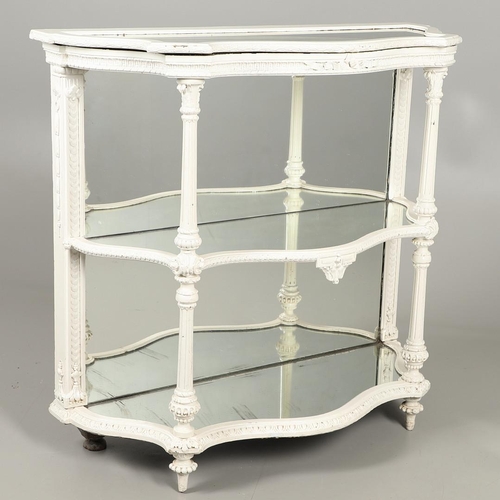 1240 - A MID-19TH CENTURY PAINTED PINE MIRRORED BUFFET BY CHARLES NOSOTTI. each wavy shaped tier with a mir... 