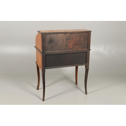 1248 - A 20TH CENTURY FRENCH LADIES BUREAU. the cylinder top marquetry flowers enclosing a fitted interior ... 