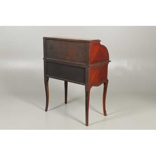 1248 - A 20TH CENTURY FRENCH LADIES BUREAU. the cylinder top marquetry flowers enclosing a fitted interior ... 