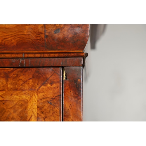 1251 - AN EARLY 18TH CENTURY WALNUT ESTATE CUPBOARD. the cushion cornice with unusual hinged lockable front... 