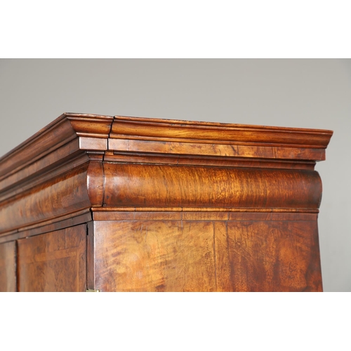 1251 - AN EARLY 18TH CENTURY WALNUT ESTATE CUPBOARD. the cushion cornice with unusual hinged lockable front... 