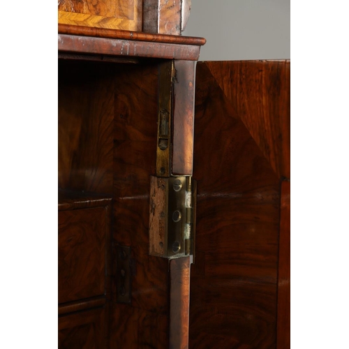 1251 - AN EARLY 18TH CENTURY WALNUT ESTATE CUPBOARD. the cushion cornice with unusual hinged lockable front... 