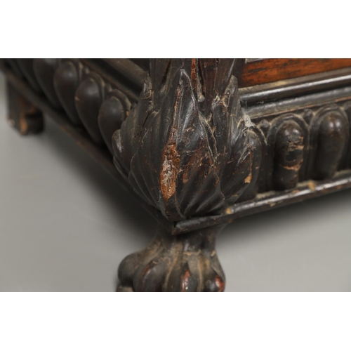 1257 - 'THE SPADA CASSONNE'. a 17th century walnut and pine cassonne, Spanish by repute, the hinged sarcoph... 