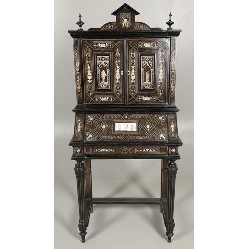 1258 - A NORTH ITALIAN IVORY INLAID EBONISED CABINET. late 19th century, with decorative Classical motif an... 