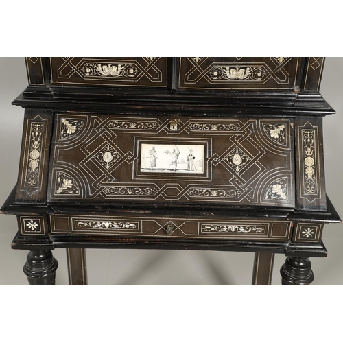 1258 - A NORTH ITALIAN IVORY INLAID EBONISED CABINET. late 19th century, with decorative Classical motif an... 