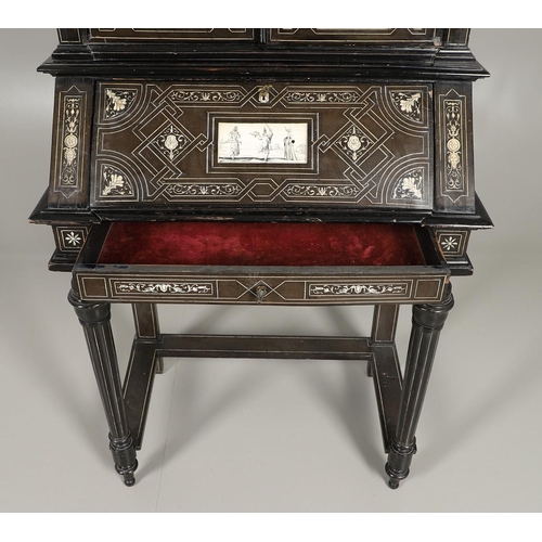 1258 - A NORTH ITALIAN IVORY INLAID EBONISED CABINET. late 19th century, with decorative Classical motif an... 