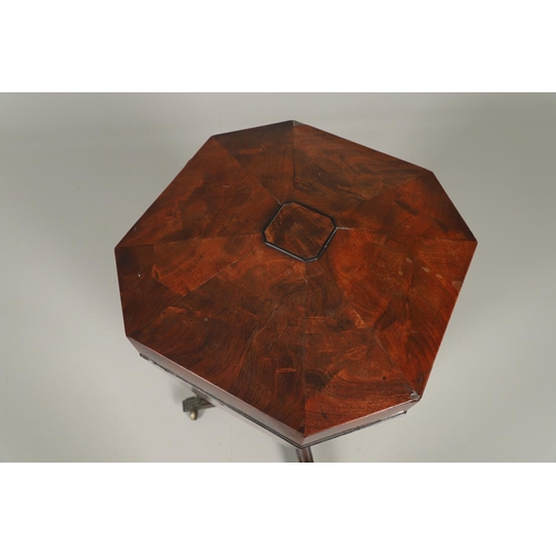 1261 - A 19TH CENTURY MAHOGANY CELLARETTE. of octagonal shape, the hinged lid enclosing a vacant interior o... 