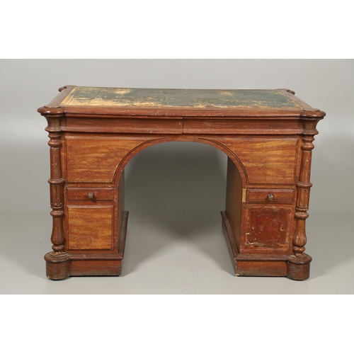 1266 - A 19TH CENTURY MAHOGANY PARTNERS DESK. of unusual small size, the green leather inset top with raise... 