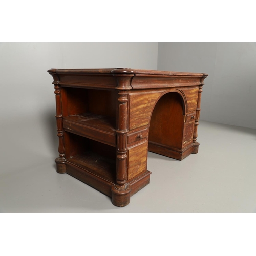 1266 - A 19TH CENTURY MAHOGANY PARTNERS DESK. of unusual small size, the green leather inset top with raise... 