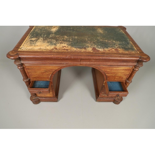 1266 - A 19TH CENTURY MAHOGANY PARTNERS DESK. of unusual small size, the green leather inset top with raise... 