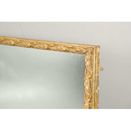 1284 - A SUBSTANTIAL LATE VICTORIAN GILT AND GESSO FRAMED WALL MIRROR. the pine frame with oak leaf and aco... 