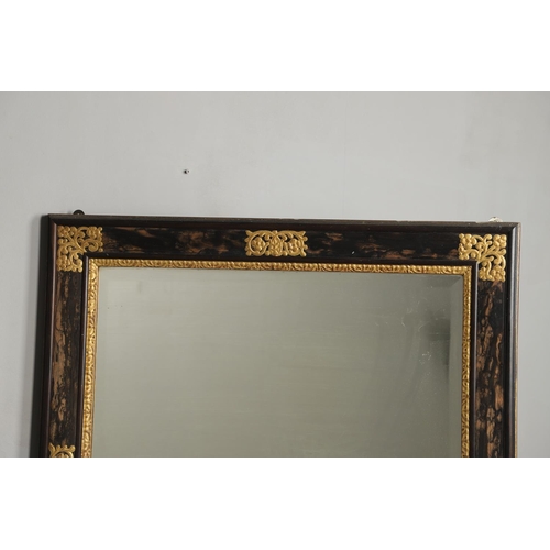 1290 - A LARGE 19TH CENTURY COROMANDEL WALL MIRROR. the bevelled plate in a frame with gilt spandrels and d... 