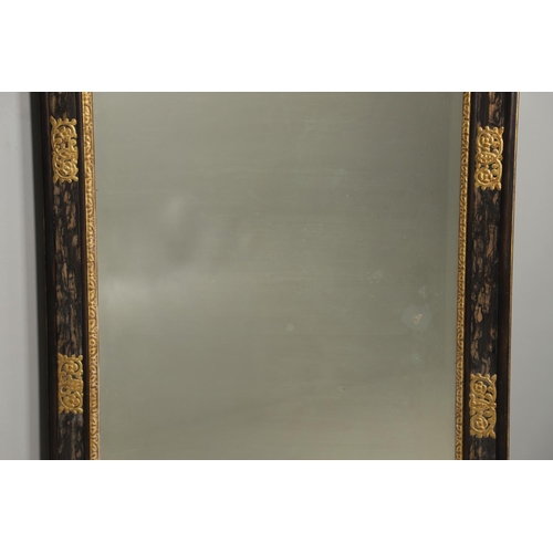 1290 - A LARGE 19TH CENTURY COROMANDEL WALL MIRROR. the bevelled plate in a frame with gilt spandrels and d... 