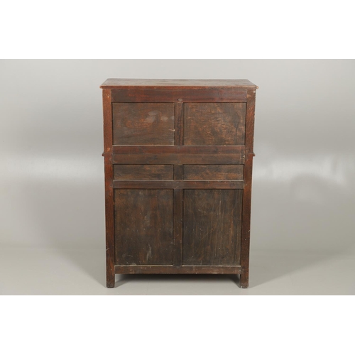 1308 - A JACOBEAN STYLE OAK COURT CUPBOARD OF SMALL PROPORTIONS. 19th century, possibly made for a child's ... 