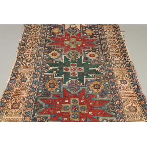 1316 - A SHIRVAN RUG, SOUTH EAST CAUCASUS, CIRCA 1920. the indigo field with five Lesghi stars surrounded b... 