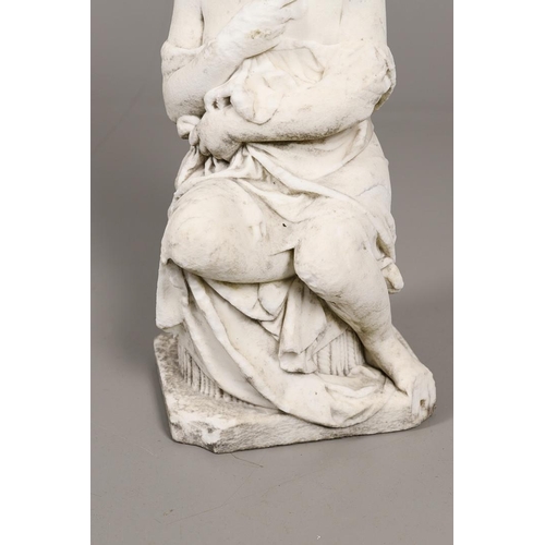 1335 - A 19TH CENTURY MARBLE STUDY OF A YOUNG GIRL. modelled seated on a tree stump, with flowing dress dra... 