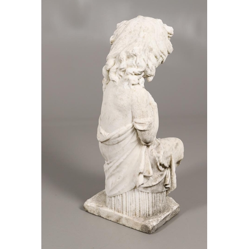 1335 - A 19TH CENTURY MARBLE STUDY OF A YOUNG GIRL. modelled seated on a tree stump, with flowing dress dra... 