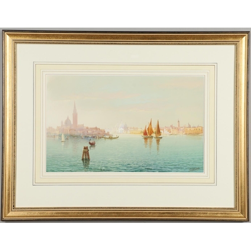 327 - JOHN SHAPLAND (1865-1929). VENICE: THE PIAZZETTA DI S. MARCO; THE VENETIAN LAGOON. Two, both signed,... 