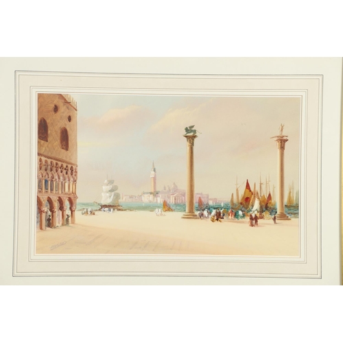 327 - JOHN SHAPLAND (1865-1929). VENICE: THE PIAZZETTA DI S. MARCO; THE VENETIAN LAGOON. Two, both signed,... 