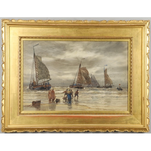 333 - ARTHUR WILDE PARSONS (1854-1931). DUTCH FISHING BOATS. Signed and dated 1907, watercolour heightened... 