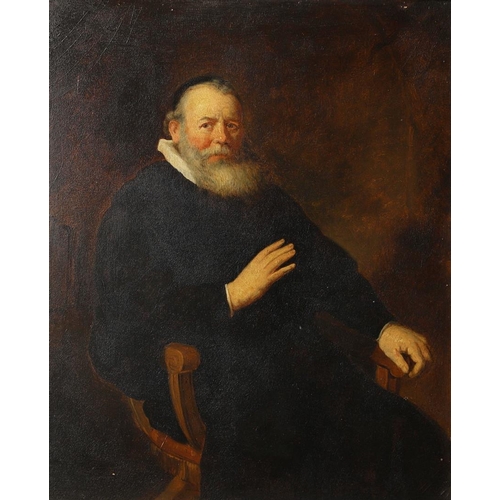 339 - REMBRANDT HARMENSZ. VAN RIJN (1606-1669). After. PORTRAIT OF THE PREACHER ELEAZAR SWALMIUS. Oil on b... 