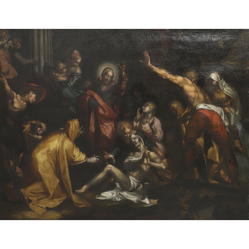 342 - ABRAHAM BLOEMAERT (1564-1651). After. THE RAISING OF LAZARUS. Oil on canvas
103.5 x 134cm.

* This i... 