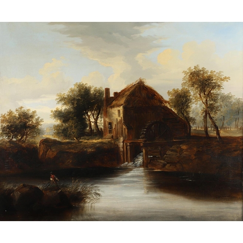 349 - CALEB ROBERT STANLEY (1795-1868). Attributed to. THE OLD THATCHED MILL. Oil on canvas
62 x 74.5cm.

... 