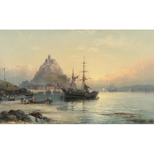 363 - WILLIAM THORNLEY (FL.1858-1898). MOONRISE, THE MEDWAY, LOW TIDE; ST. MICHAEL'S MOUNT, CORNWALL. A pa... 