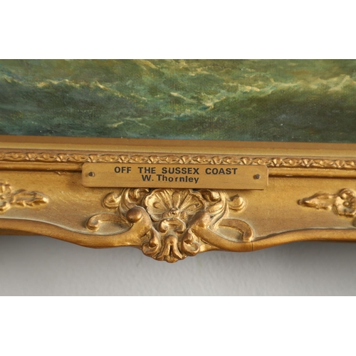 364 - WILLIAM THORNLEY (FL.1868-1898). OFF THE SUSSEX COAST. Signed, inscribed with title on the stretcher... 